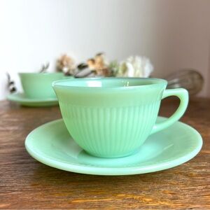 Vintage Fire King Jadeite Jane Ray Teacup and Saucer